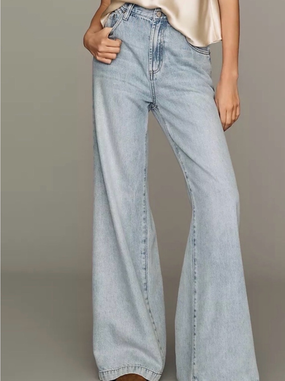 pistola Light Wash High-Rise Wide Leg Jeans